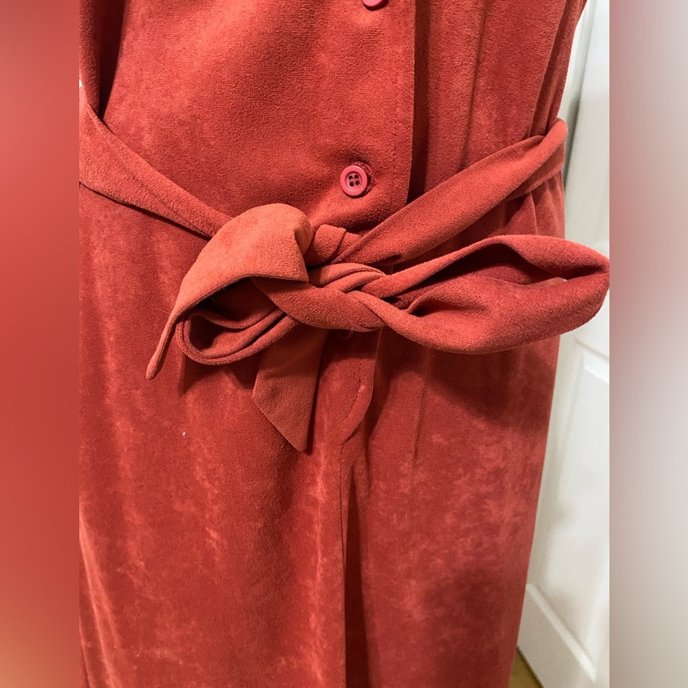 VINTAGE Kenny Classics Rust Belted Midi Dress 70s 80s Vibes Size Small - Picture 8 of 12